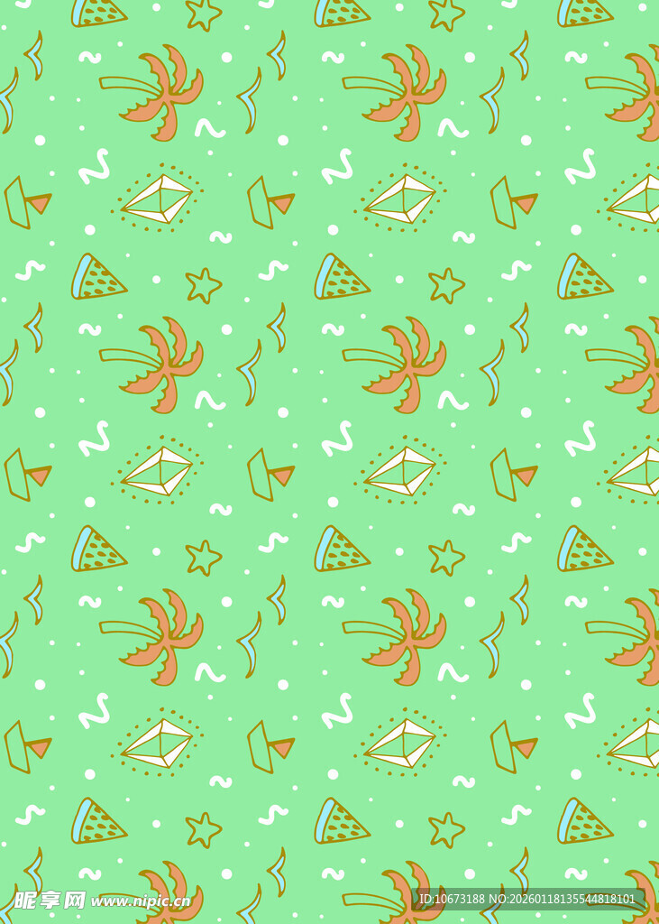 清新绿底花卉图案背景