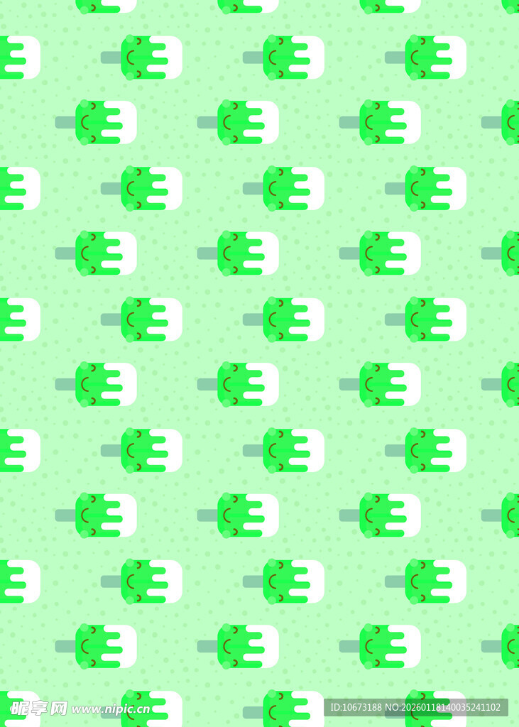 绿色卡通图案无缝背景图