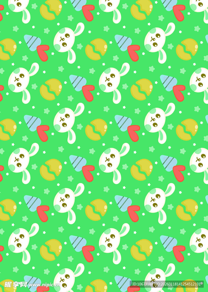 绿色萌趣兔子图案背景
