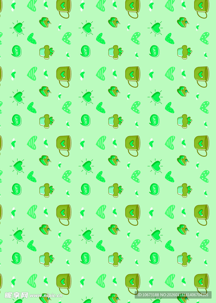 绿色卡通图案无缝背景图