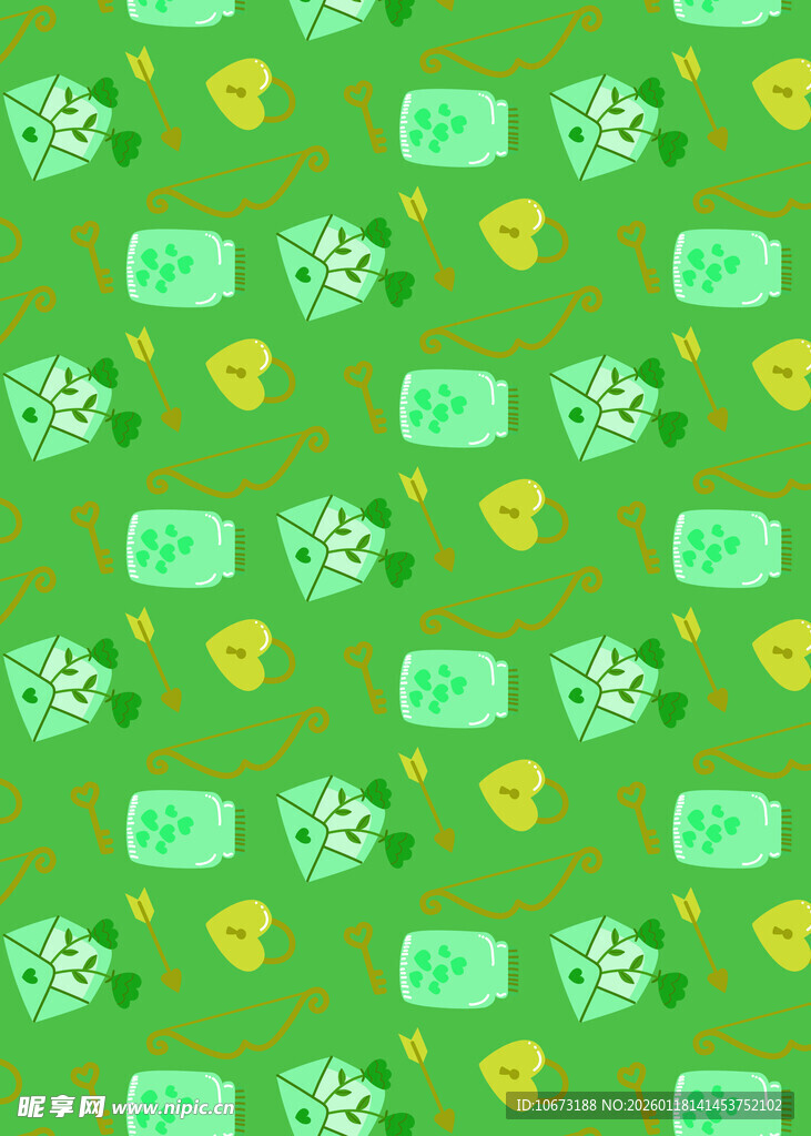 绿色卡通图案无缝背景