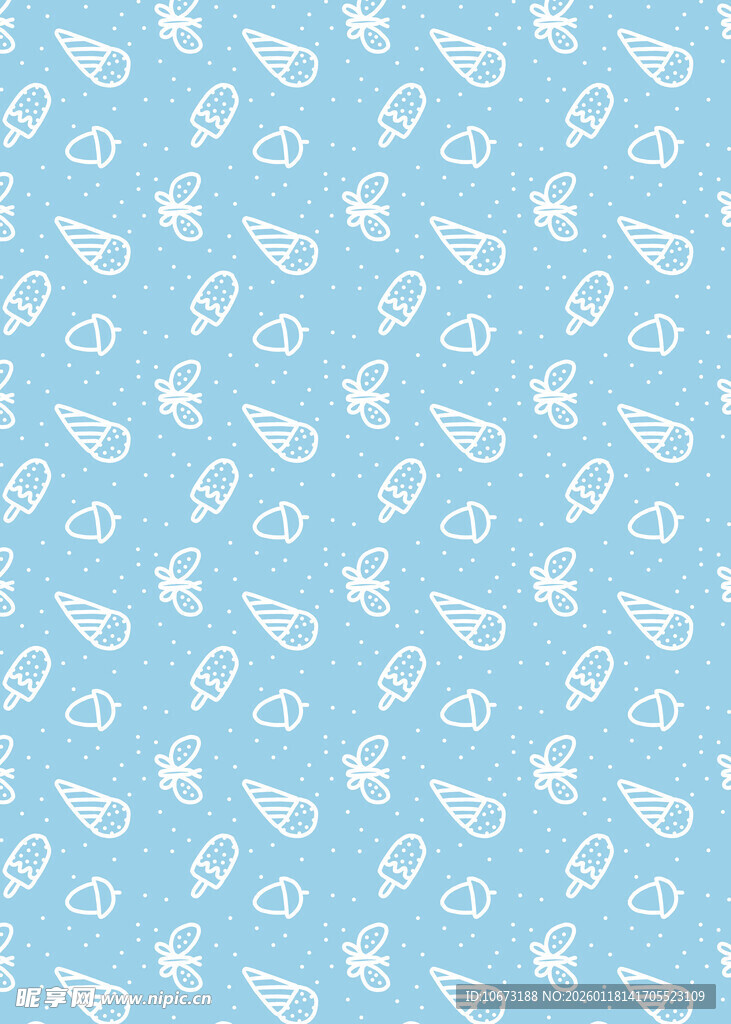 浅蓝色卡通图案无缝背景