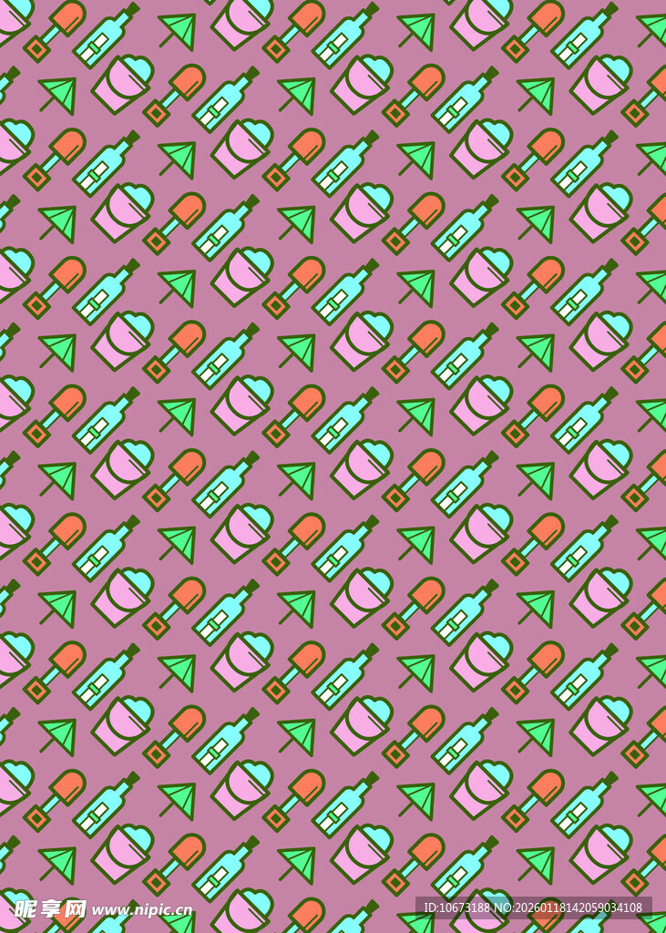 粉色卡通图案无缝背景