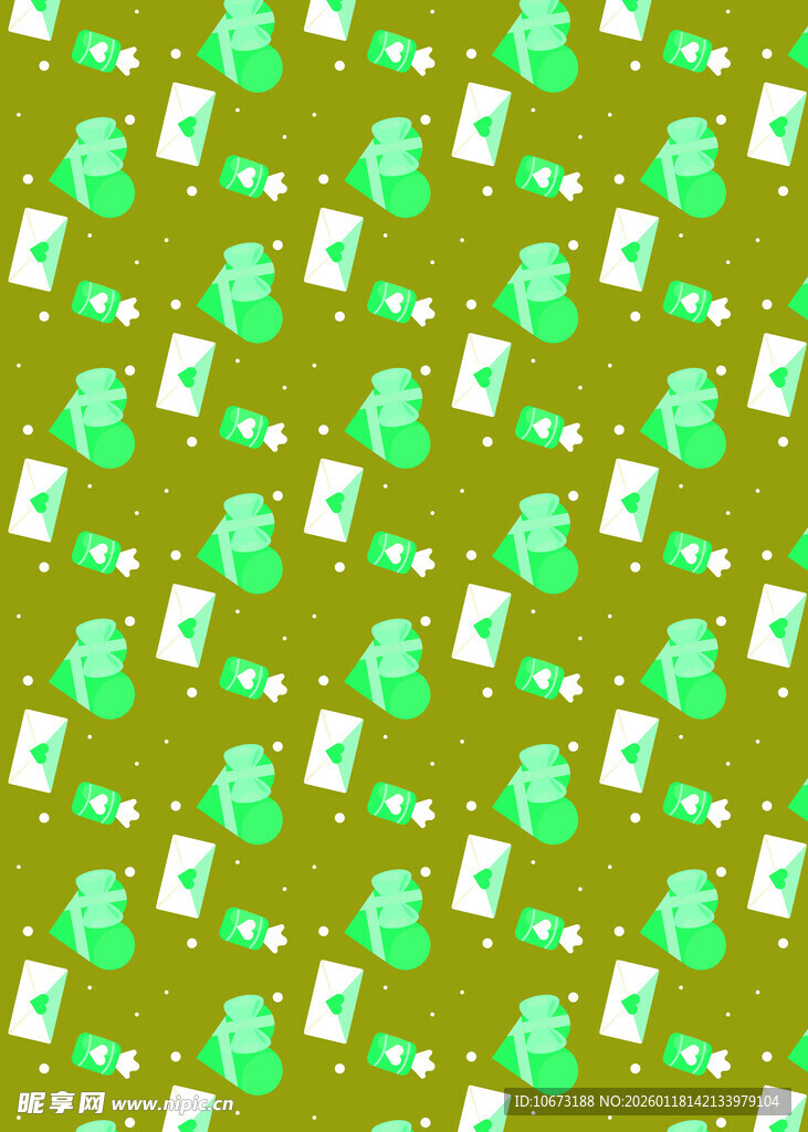 绿色卡通图案无缝背景图