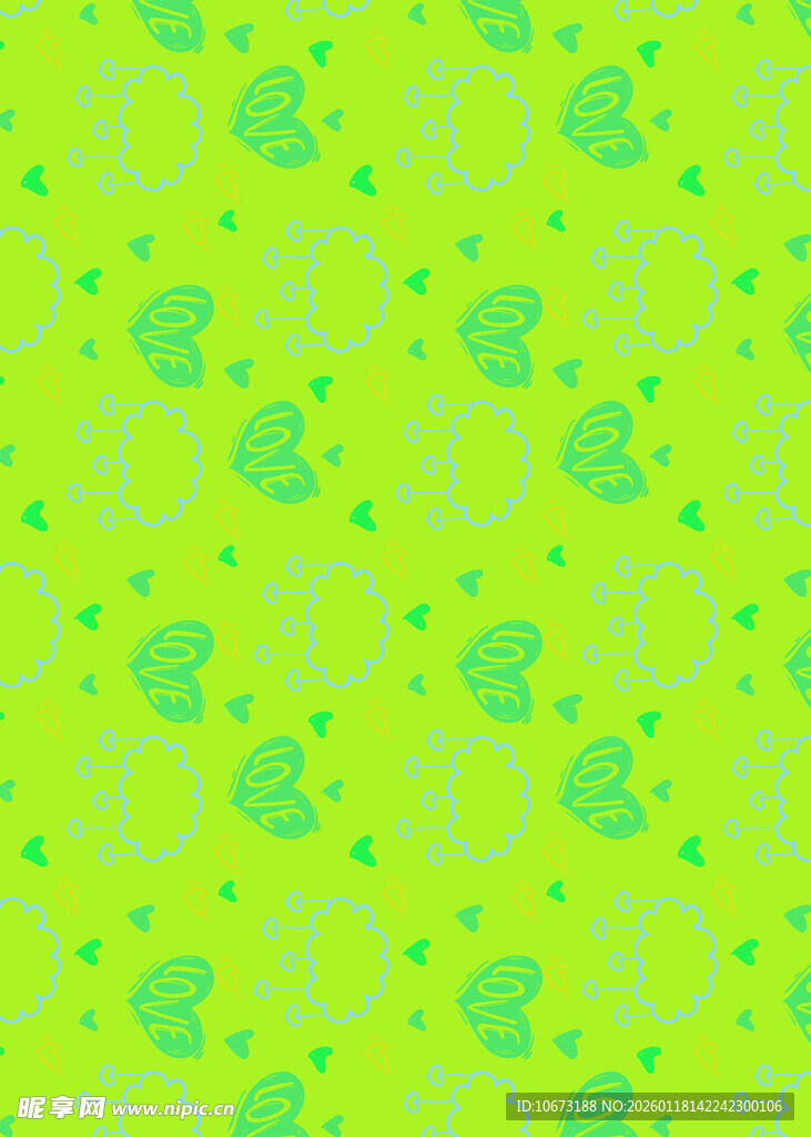 绿色清新心形图案背景