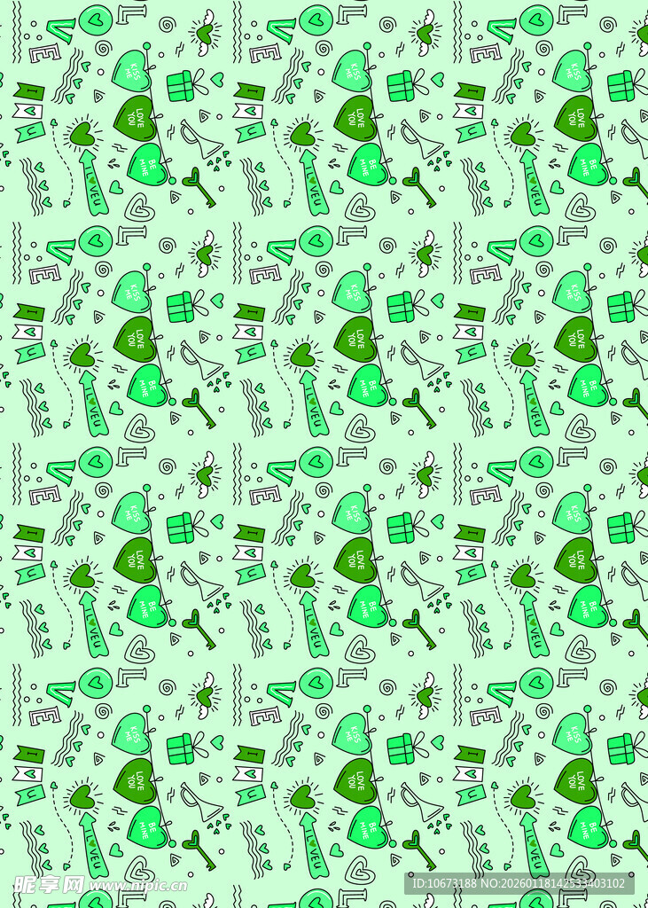 绿色卡通仙人掌图案背景