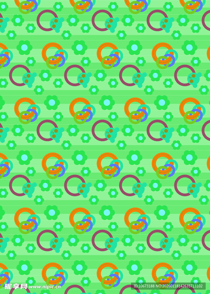 多彩环形图案绿色背景纹理