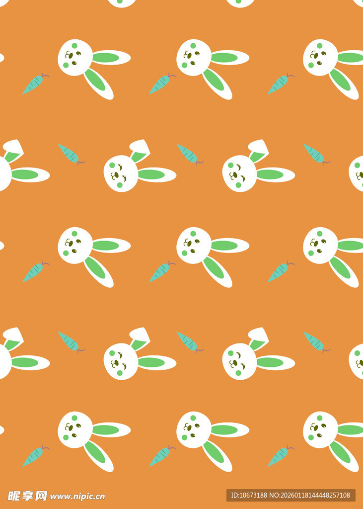 橙色背景兔子图案花纹