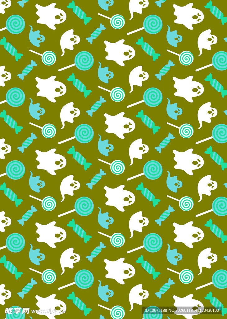 绿色背景可爱动物图案