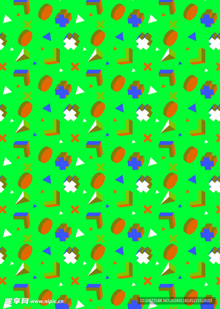 多彩几何图案绿色背景图
