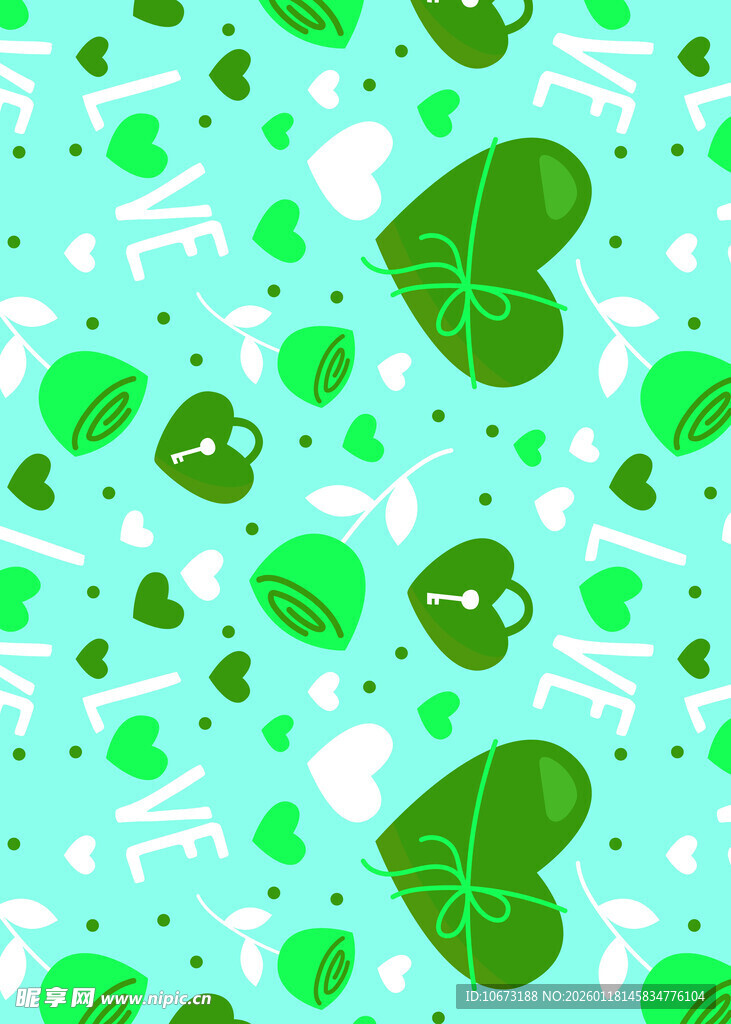 清新绿叶波点图案背景