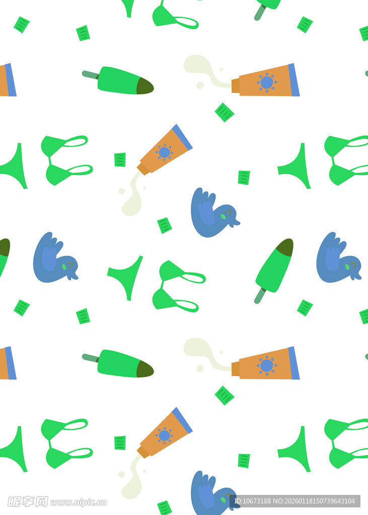 多彩海洋元素无缝图案