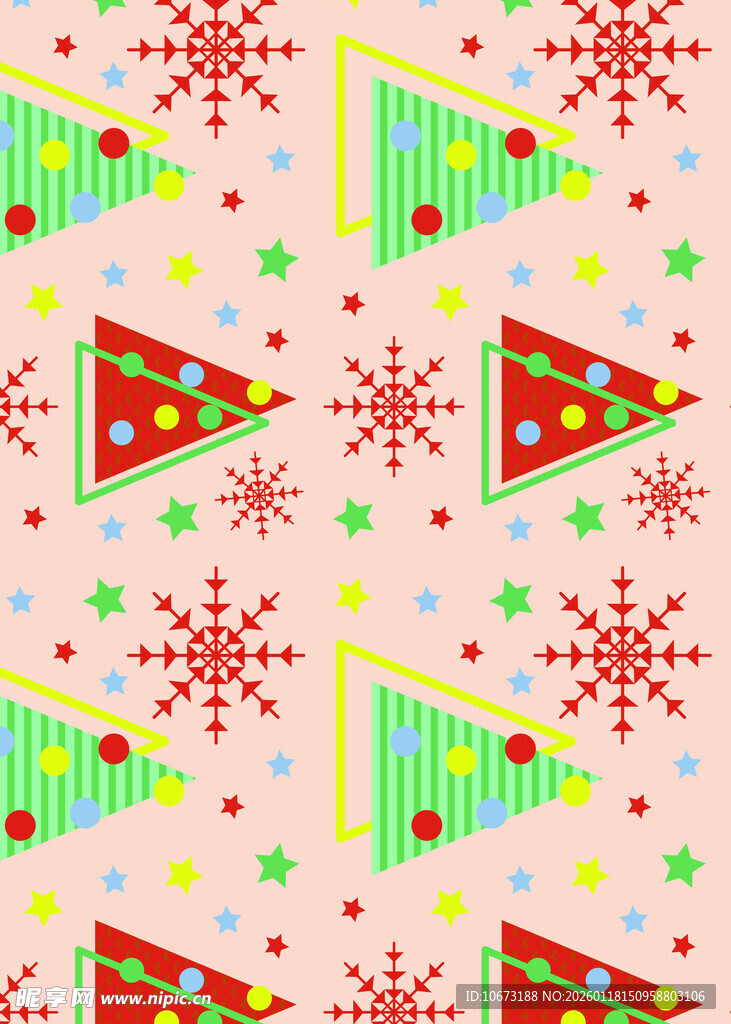 圣诞三角旗雪花图案背景