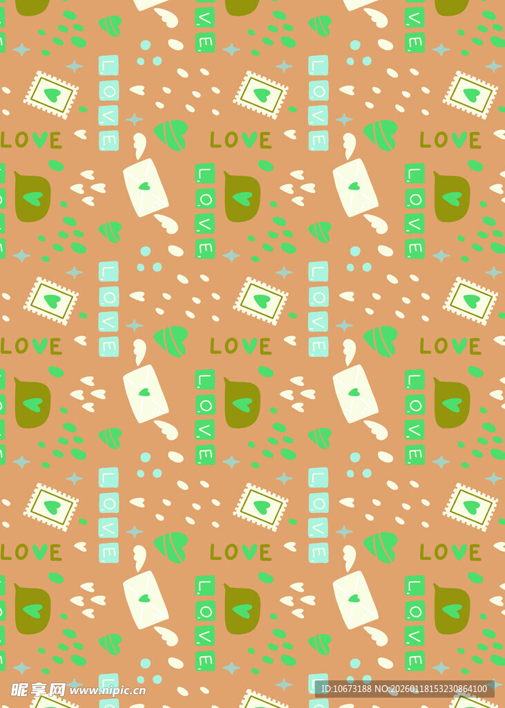 橙色底多彩图案无缝背景