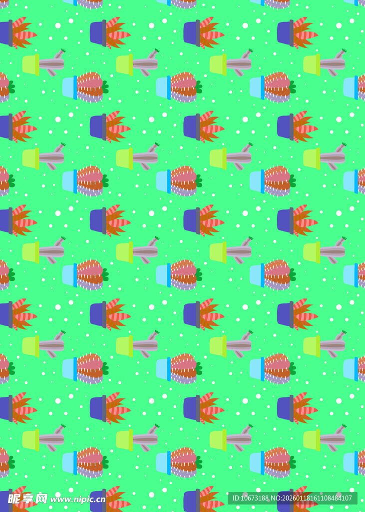 绿色背景彩色图案无缝纹理