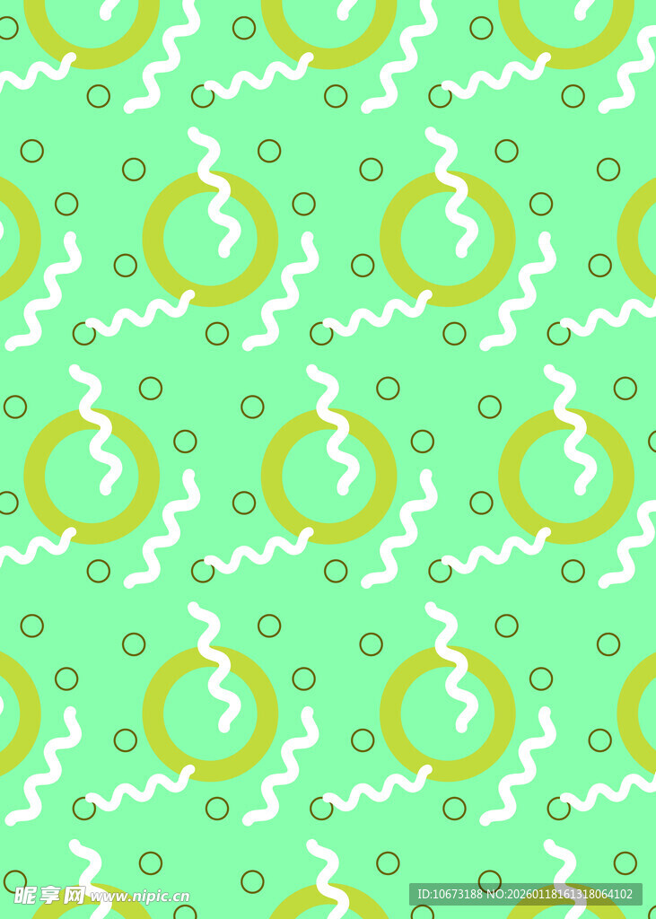 清新绿底圆环图案背景