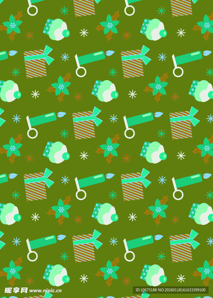 绿色卡通风格物品图案背景