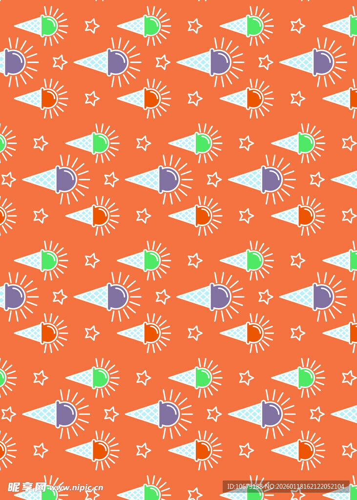 橙色背景多彩锥形图案