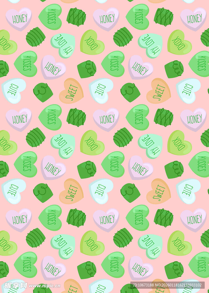 清新绿叶花卉图案背景