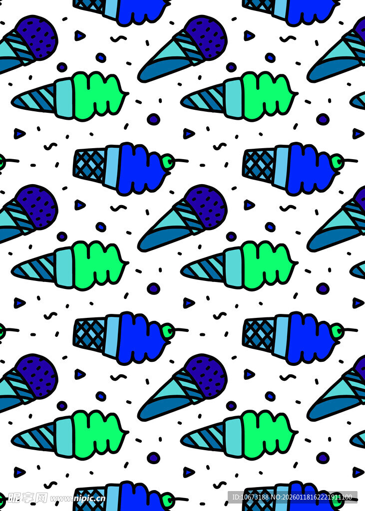 多彩冰淇淋图案无缝背景