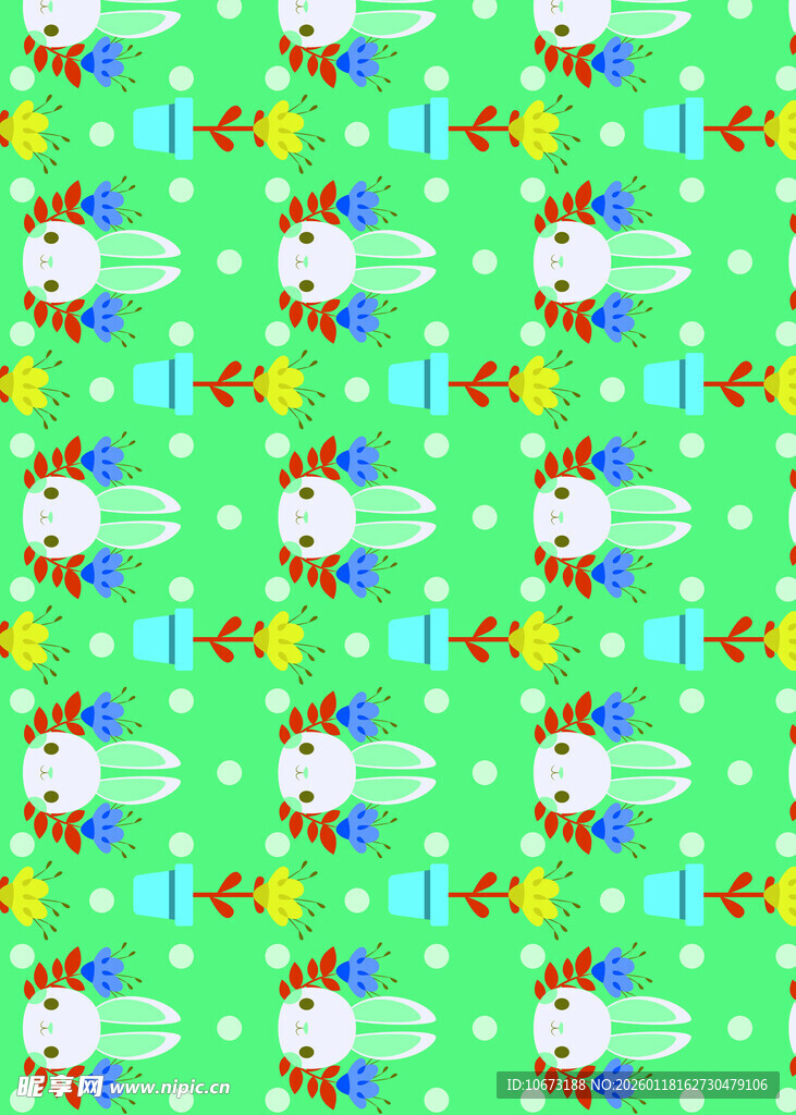 卡通人物绿色背景图案