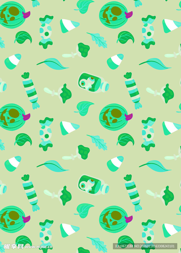 清新绿植花卉无缝图案