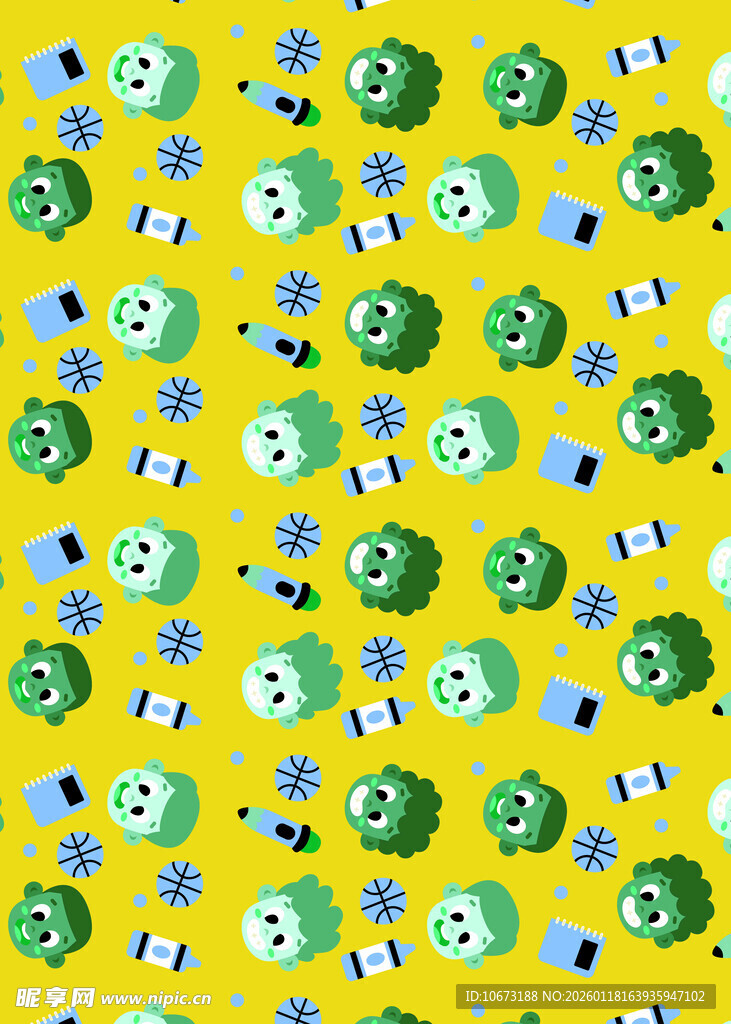 黄色背景的多彩图案