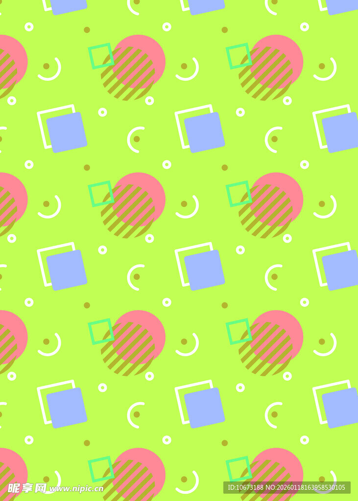 绿色背景多彩几何图案纹理