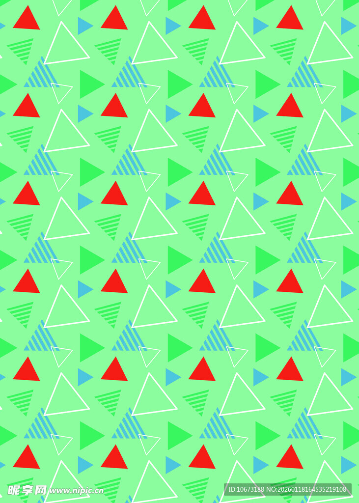 绿色背景上的红色三角图案