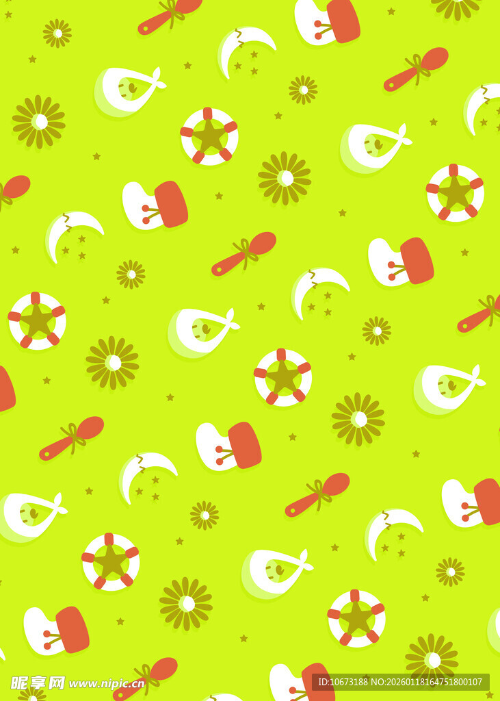 卡通风格节日元素无缝图案