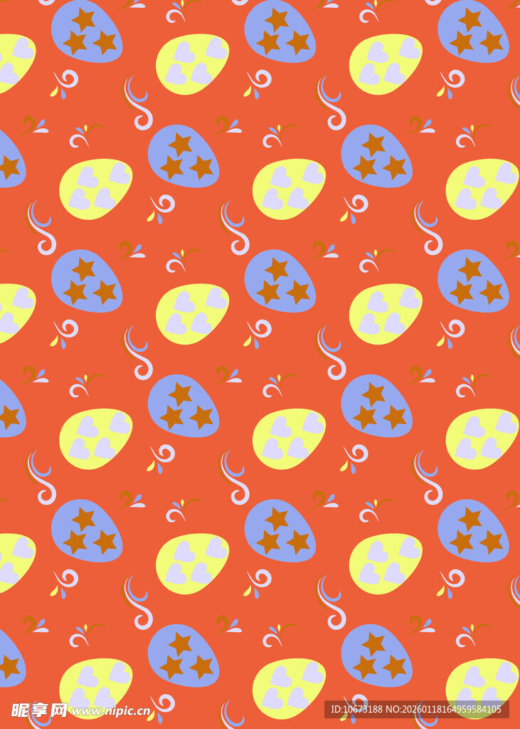 橙色底多彩图案无缝背景