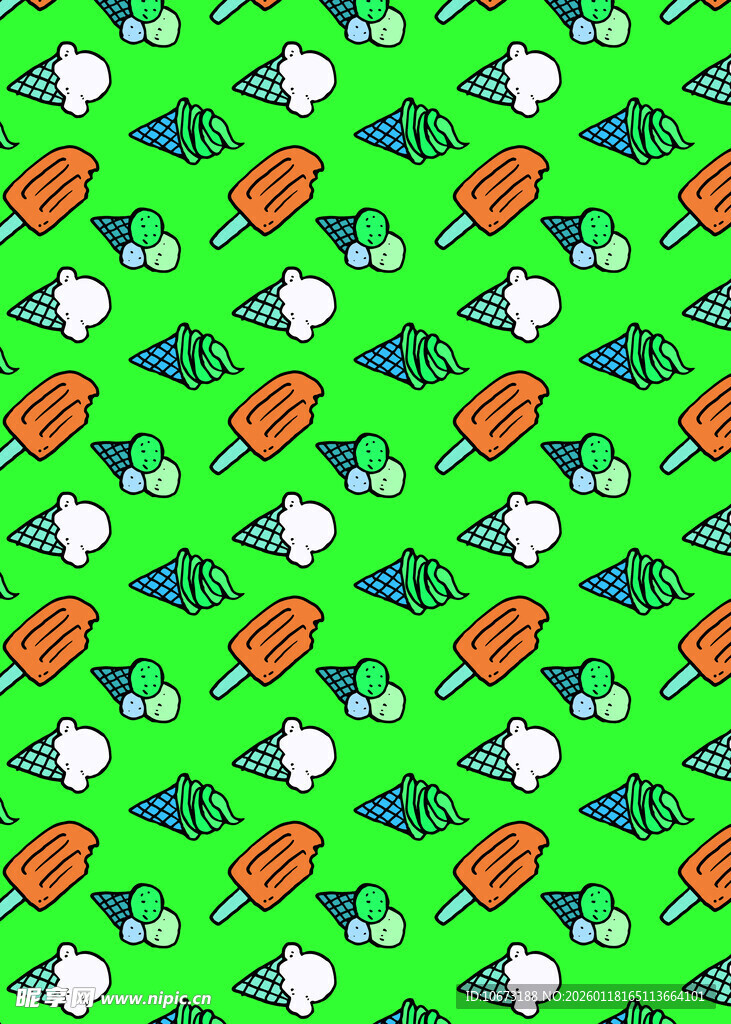 绿色背景烧烤图案无缝纹理