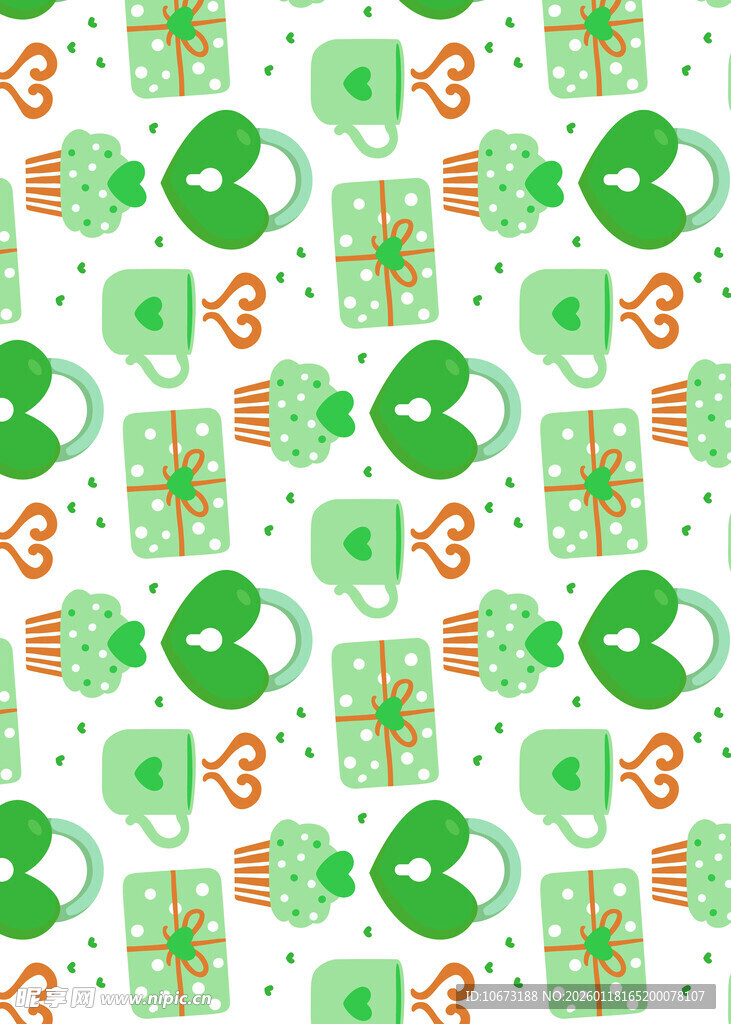 绿色节日元素无缝图案