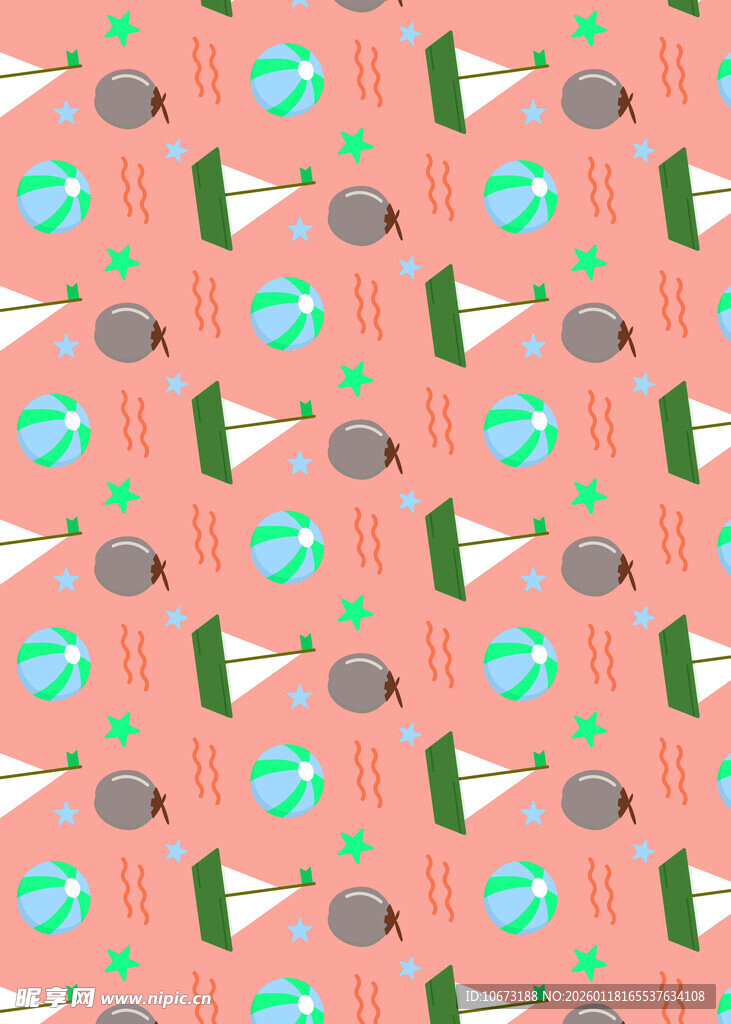 粉色背景多彩图案无缝纹理