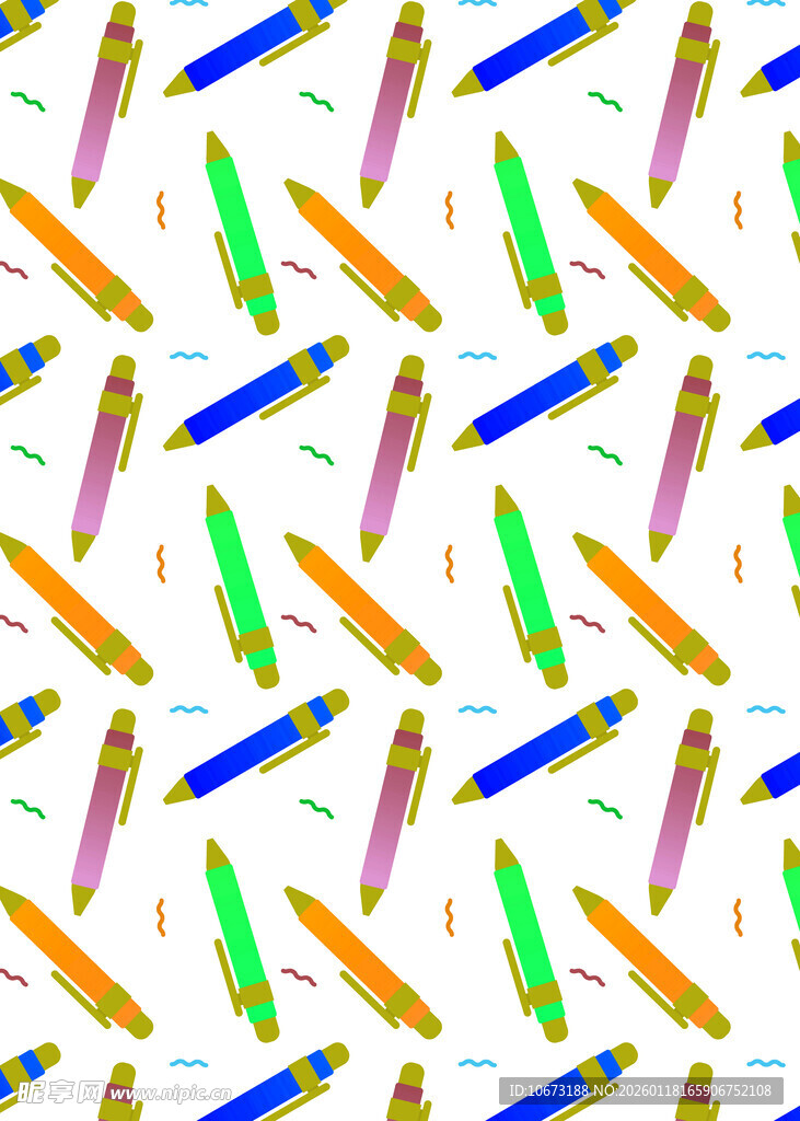 多彩铅笔图案背景