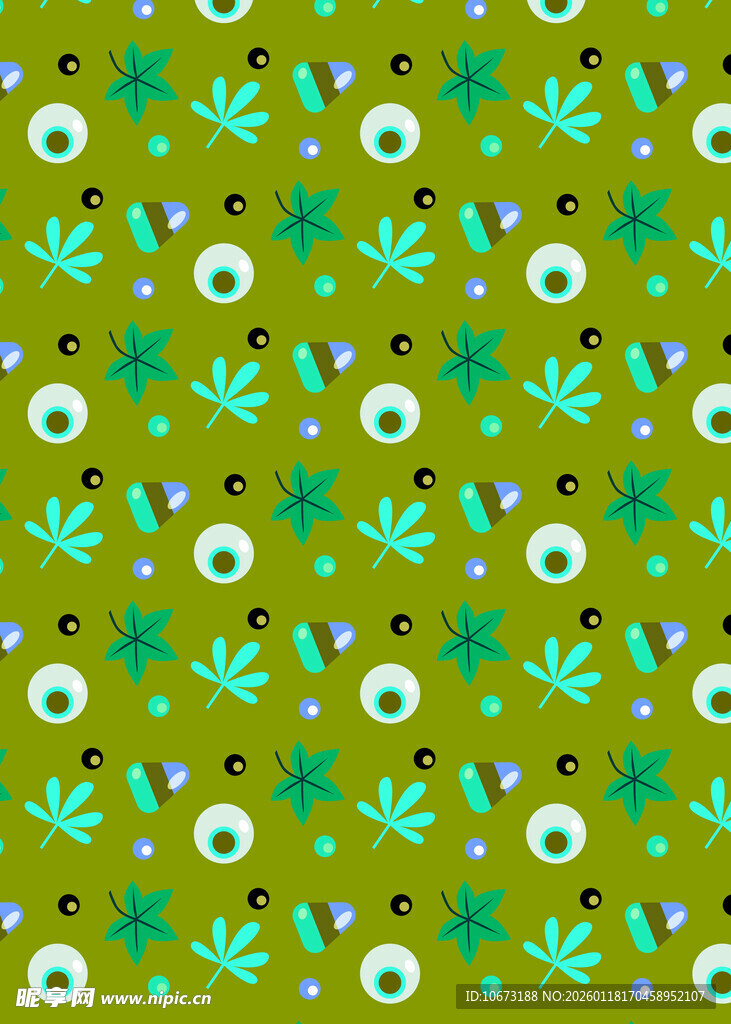 绿色植物图案无缝背景图