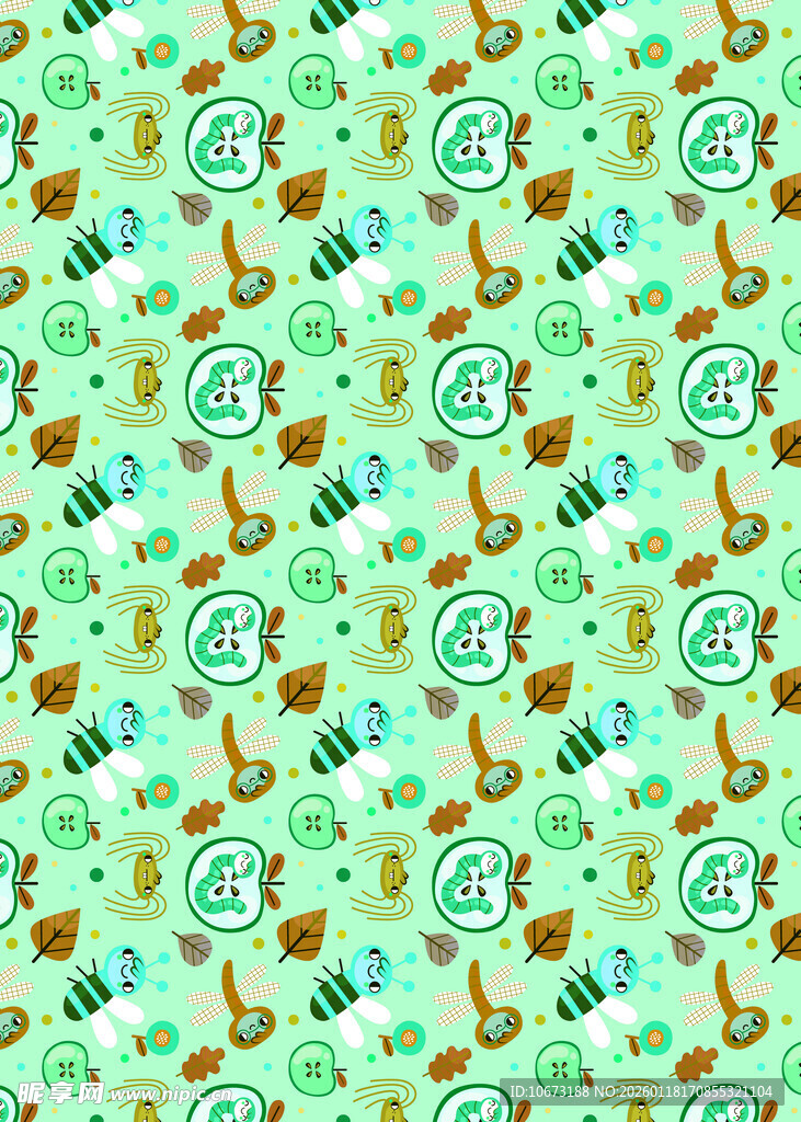 多彩卡通图案无缝背景图