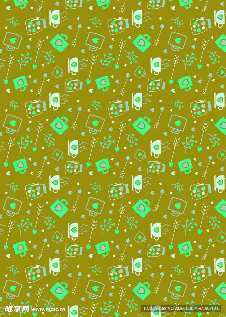 绿色卡通图案背景纹理