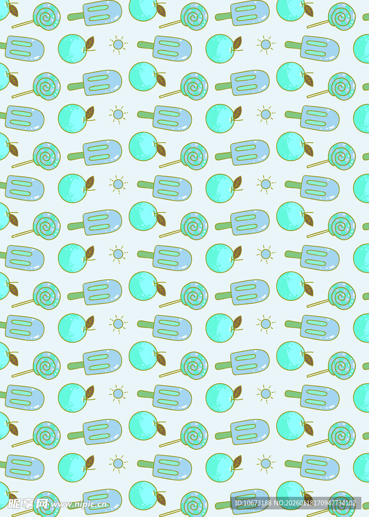 清新薄荷绿叶子图案背景