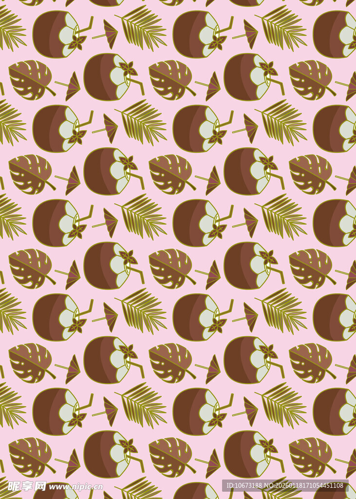 粉色背景的动物植物图案