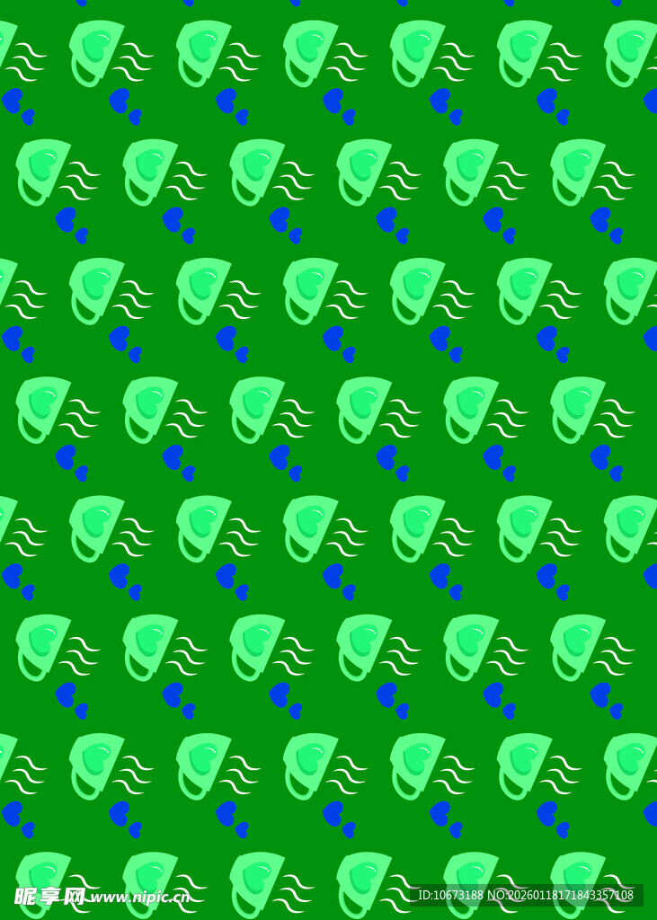 绿色吉他图案无缝背景