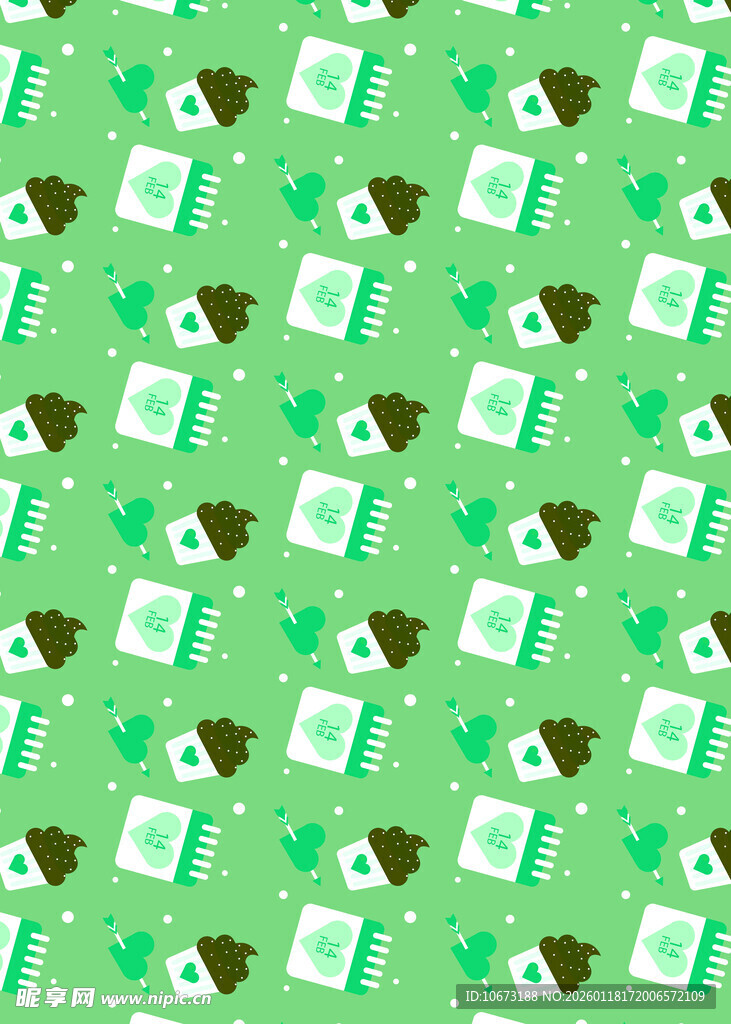 绿色卡通图案无缝背景图