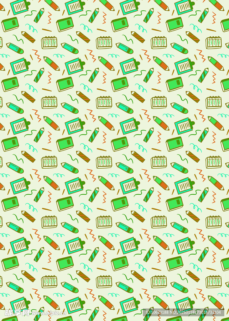 多彩文具图案背景