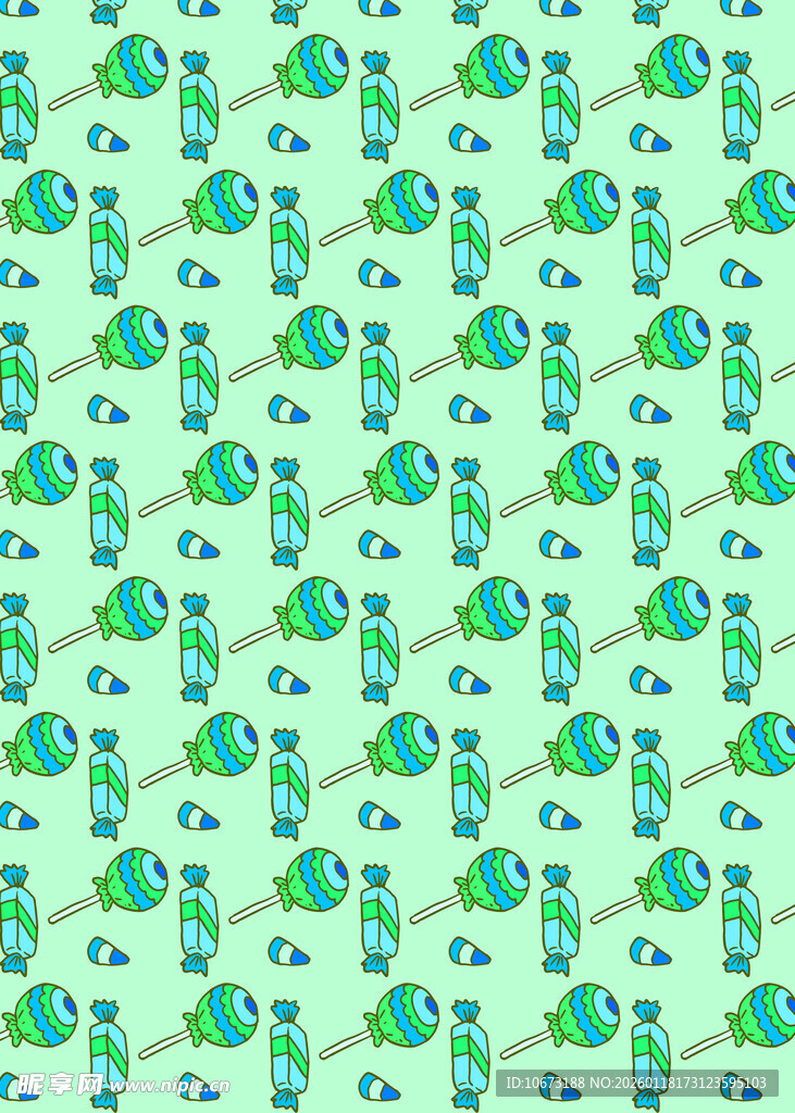 清新绿底卡通图案背景