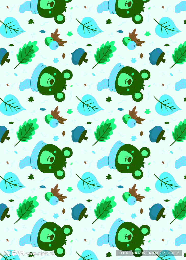 卡通风格动物植物图案背景