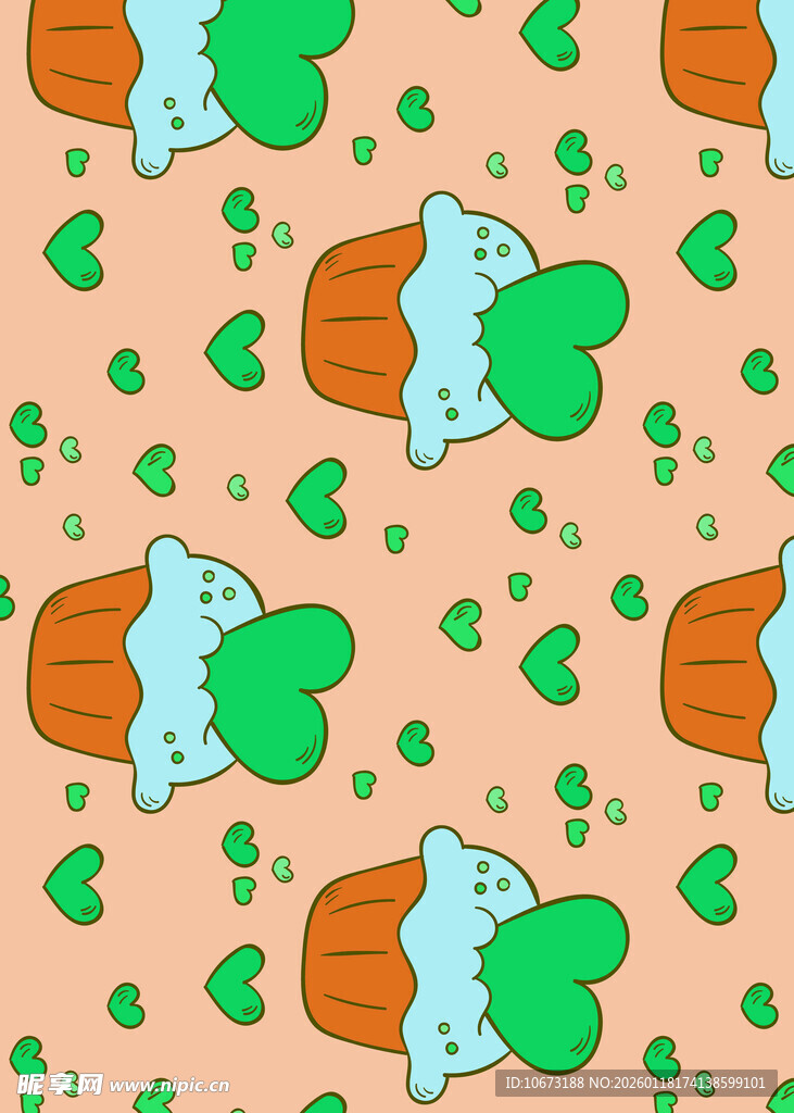 卡通猫咪与三叶草图案