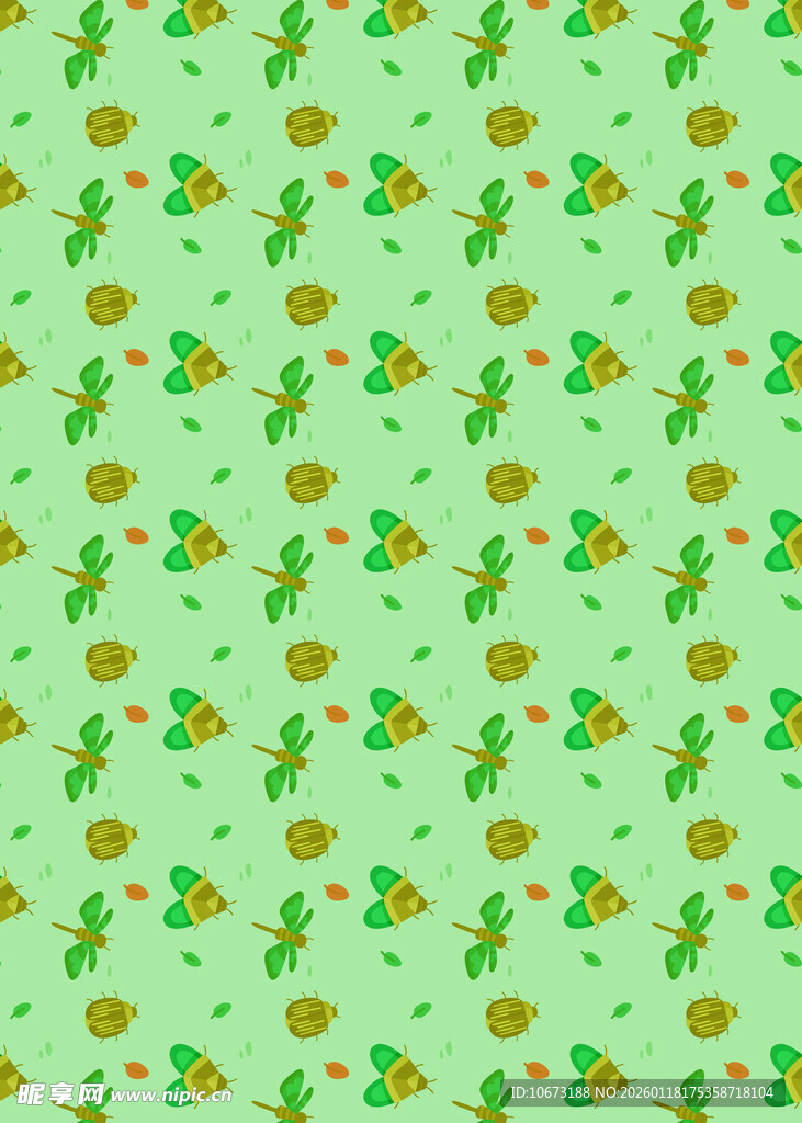 清新花卉绿色无缝图案