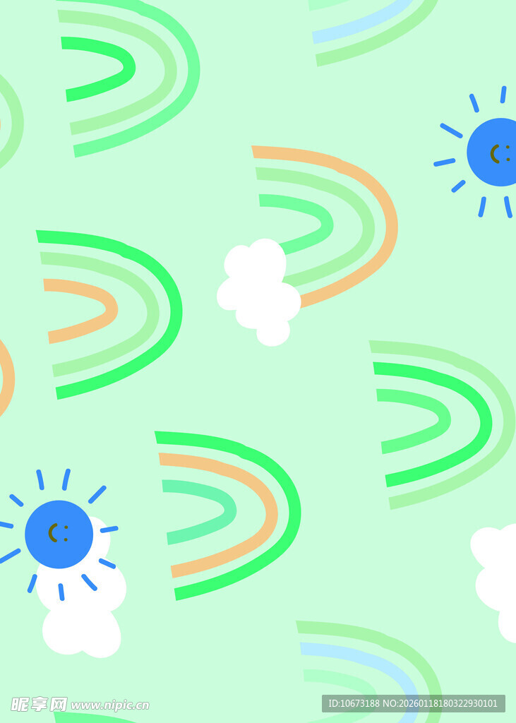 清新彩虹太阳图案背景