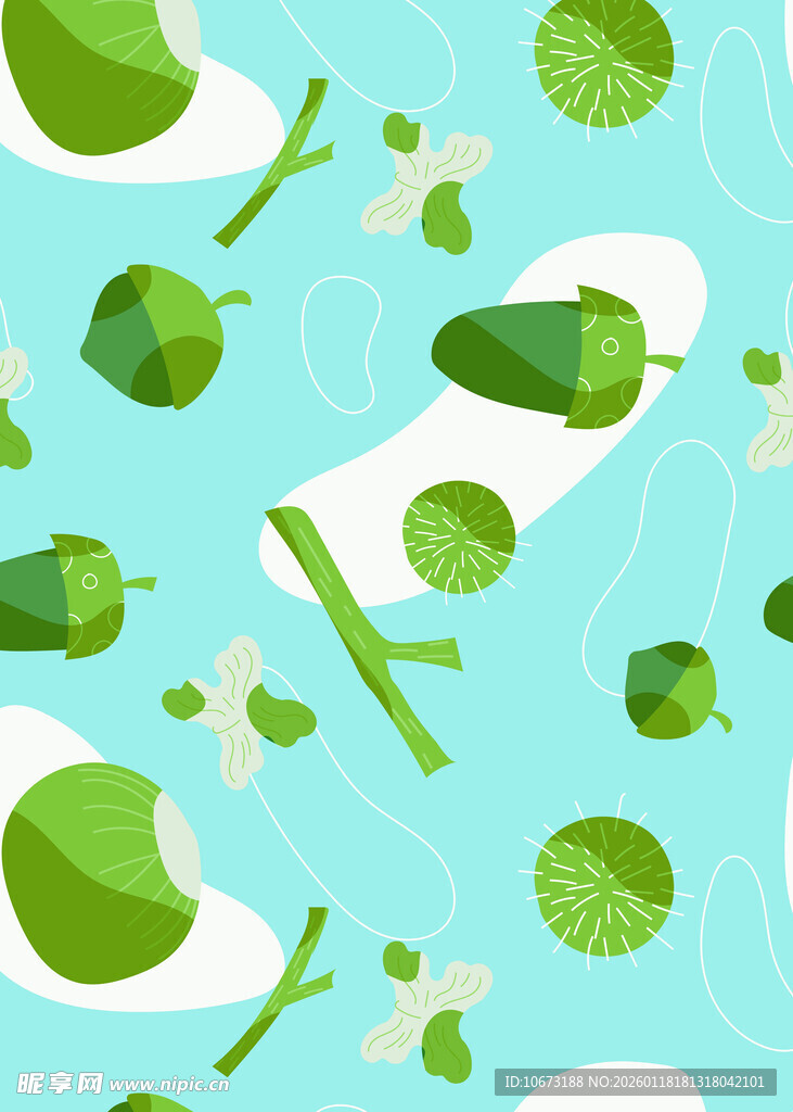 清新荷叶元素插画背景图