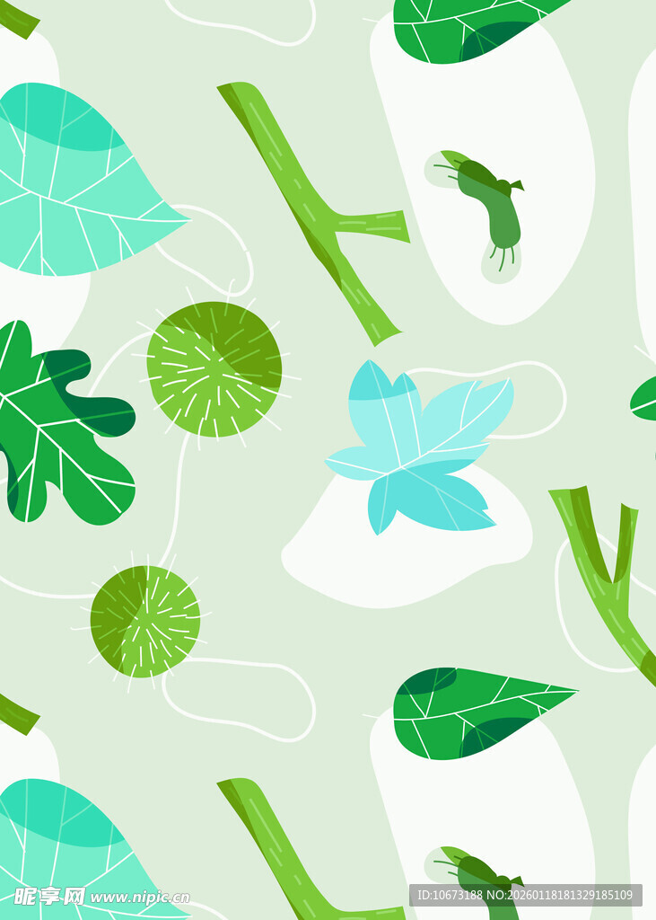 清新绿叶与蜻蜓图案背景